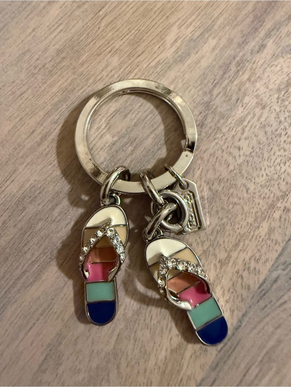 Coach Multicolor Enamel Flip Flop Charm Keyring